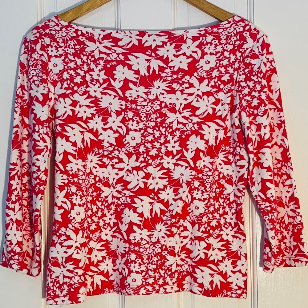 Talbots Flowered Boat Neck Top